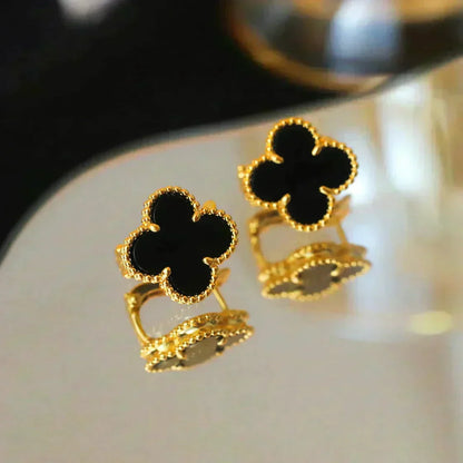 ¡®Lume Jewels¡¯CLOVER MEDIUM 1 MOTIFS  ONYX STUD EARRINGS
