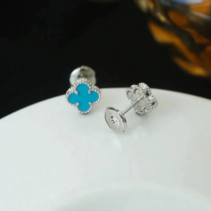 ¡®Lume Jewels¡¯CLOVER MINI 9.5MM ONYX STUD EARRINGS SILVER