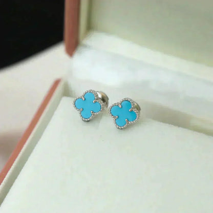 ¡®Lume Jewels¡¯CLOVER MINI 9.5MM ONYX STUD EARRINGS SILVER