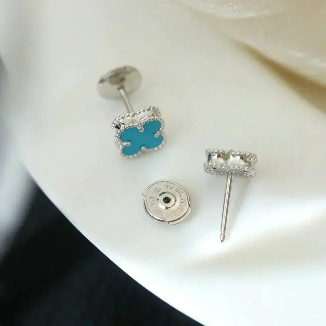 ¡®Lume Jewels¡¯CLOVER MINI 9.5MM ONYX STUD EARRINGS SILVER