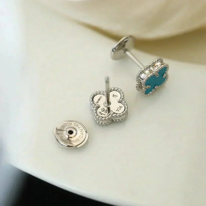 ¡®Lume Jewels¡¯CLOVER MINI 9.5MM ONYX STUD EARRINGS SILVER