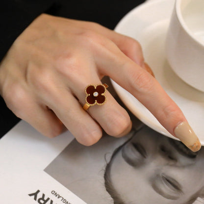¡®Lume Jewels¡¯CLOVER CARNELIAN RING ROSE GOLD DIAMOND