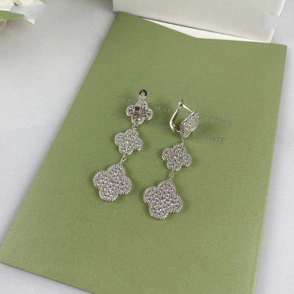 ¡®Lume Jewels¡¯CLOVER 3 MOTIF DIAMOND SILVER DROP EARRINGS
