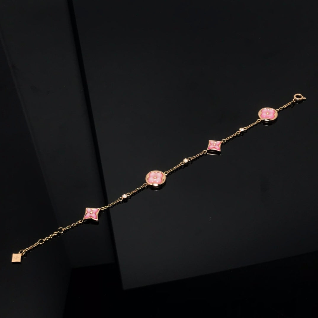 ¡®Lume Jewels¡¯STAR AND SUN 4 MOTIF PINK MOP PINK GOLD BRACELET