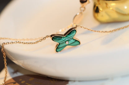 ¡®Lume Jewels¡¯JEUX MALACHITE 1 DIAMOND PINK GOLD NECKLACE