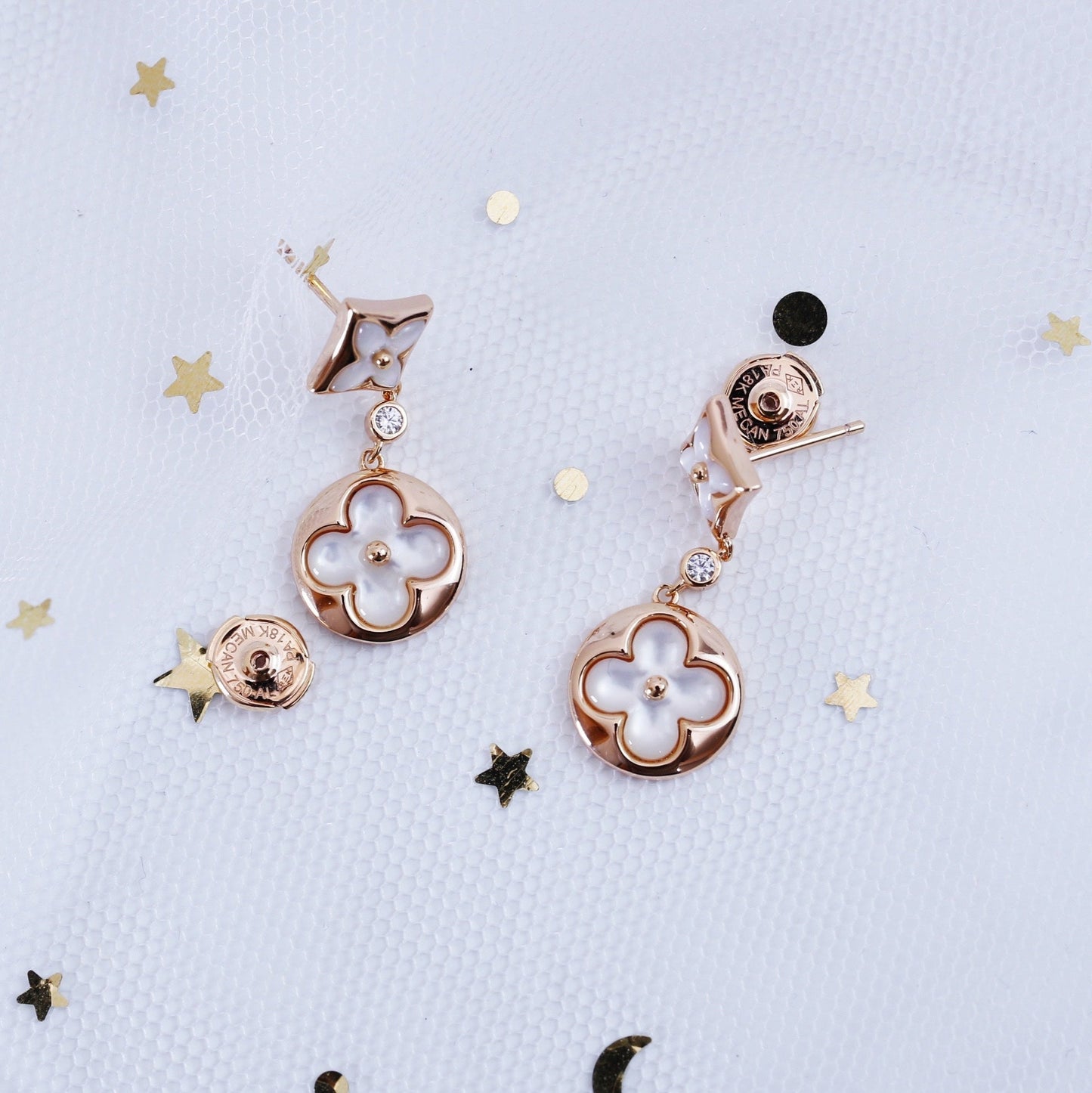 ¡®Lume Jewels¡¯STAR AND SUN PINK GOLD MOP DROP EARRINGS
