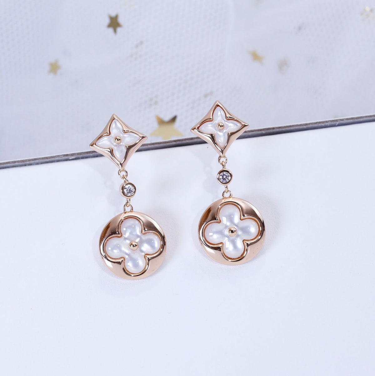 ¡®Lume Jewels¡¯STAR AND SUN PINK GOLD MOP DROP EARRINGS
