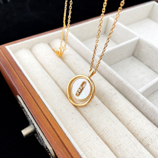 [Lume Jewels]LUCKY MOVE MOP PINK GOLD NECKLACE