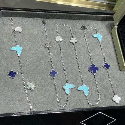 ¡®Lume Jewels¡¯LUCKY CLOVER SILVER 11 MOTIF NECKLACE