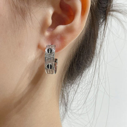 ¡®Lume Jewels¡¯LOVE CERAMIC DIAMOND PAVED SILVER EARRINGS