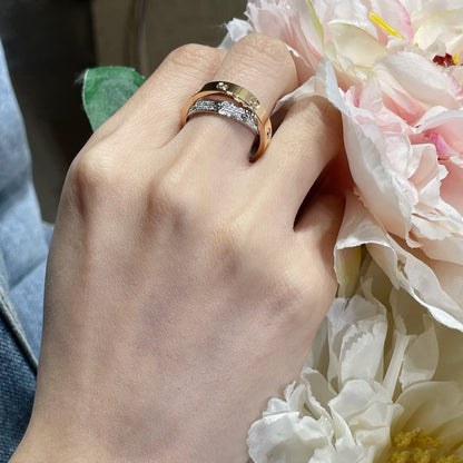 ¡®Lume Jewels¡¯LOVE PINK GOLD SILVER DIAMOND DOUBLE RING
