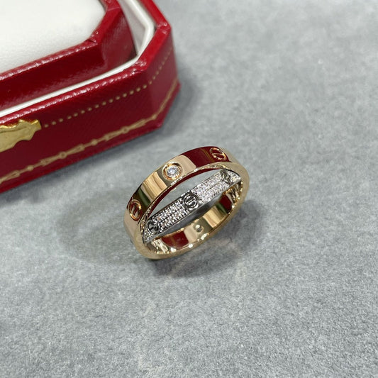 ¡®Lume Jewels¡¯LOVE PINK GOLD SILVER DIAMOND DOUBLE RING