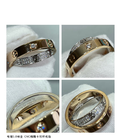 ¡®Lume Jewels¡¯LOVE PINK GOLD SILVER DIAMOND DOUBLE RING