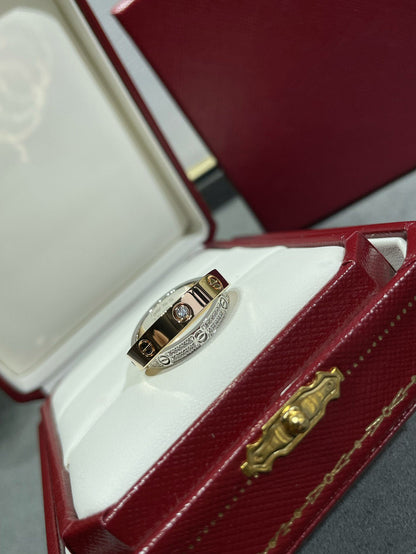 ¡®Lume Jewels¡¯LOVE PINK GOLD SILVER DIAMOND DOUBLE RING