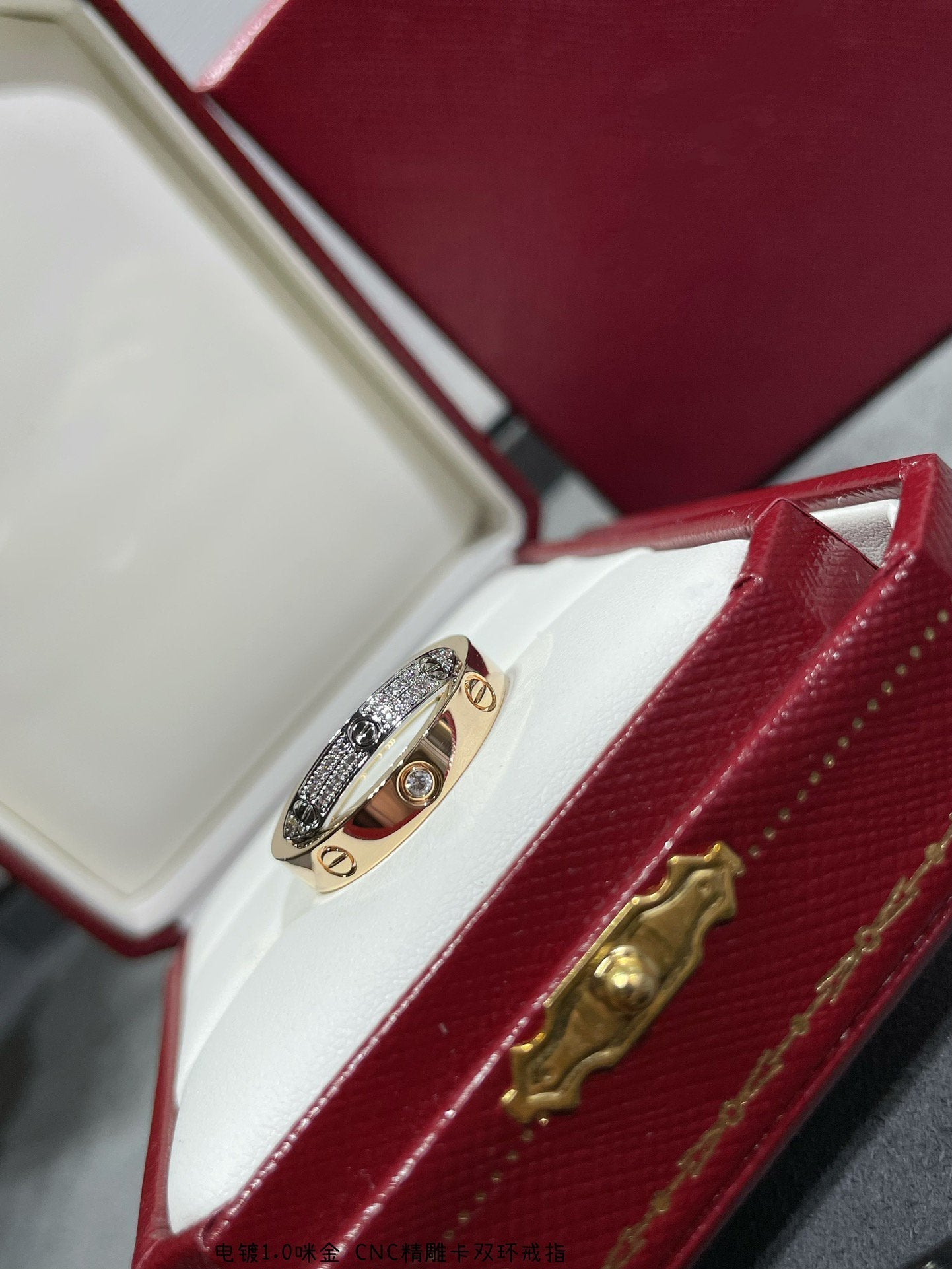¡®Lume Jewels¡¯LOVE PINK GOLD SILVER DIAMOND DOUBLE RING