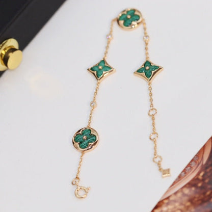 ¡®Lume Jewels¡¯STAR AND SUN 4 MOTIF PINK GOLD MALACHITE BRACELET