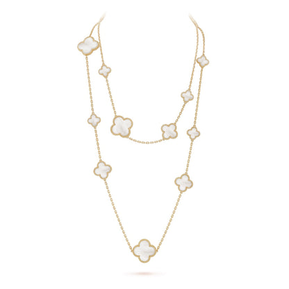¡®Lume Jewels¡¯CLOVER 16 MOTIF WHITE MOP GOLD NECKLACE