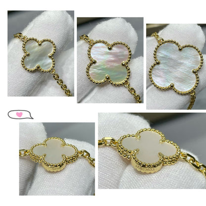 ¡®Lume Jewels¡¯CLOVER 16 MOTIF WHITE MOP GOLD NECKLACE