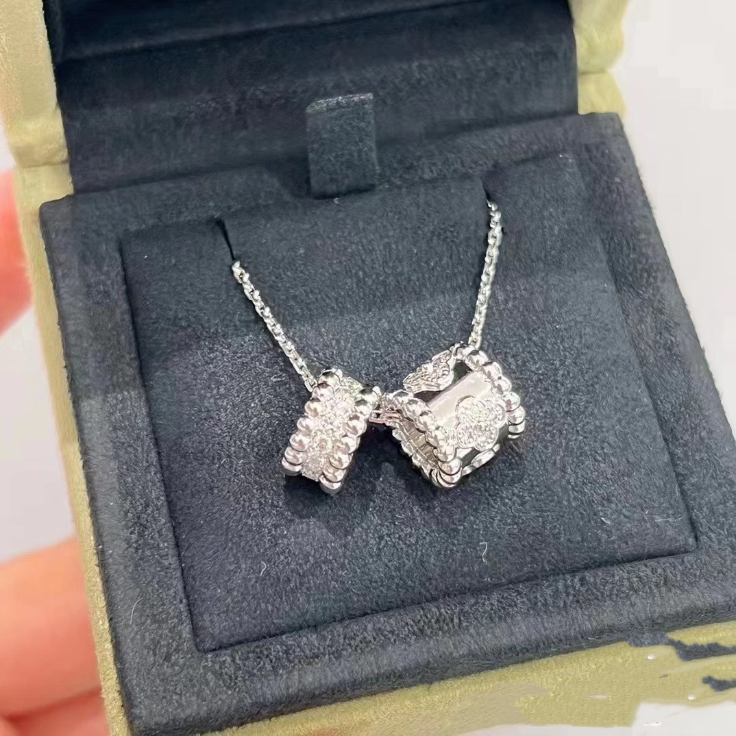 ¡®Lume Jewels¡¯PERLEE DOUBLE PENDANT SILVER DIAMOND NECKLACE