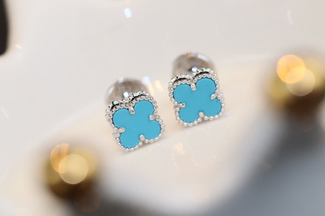 ¡®Lume Jewels¡¯CLOVER MINI TURQUOISE SILVER STUD EARRINGS