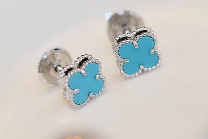 ¡®Lume Jewels¡¯CLOVER MINI TURQUOISE SILVER STUD EARRINGS