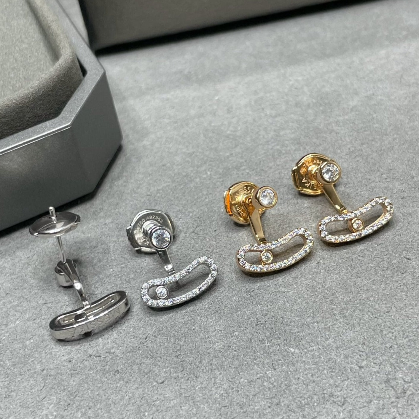 [Lume Jewels]MOVE UNO PINK GOLD DIAMOND EARRINGS