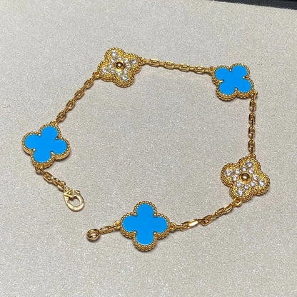 [Lume Jewels]New CLOVER 5 MOTIF BLUE AGATE BRACELET COLLECTION