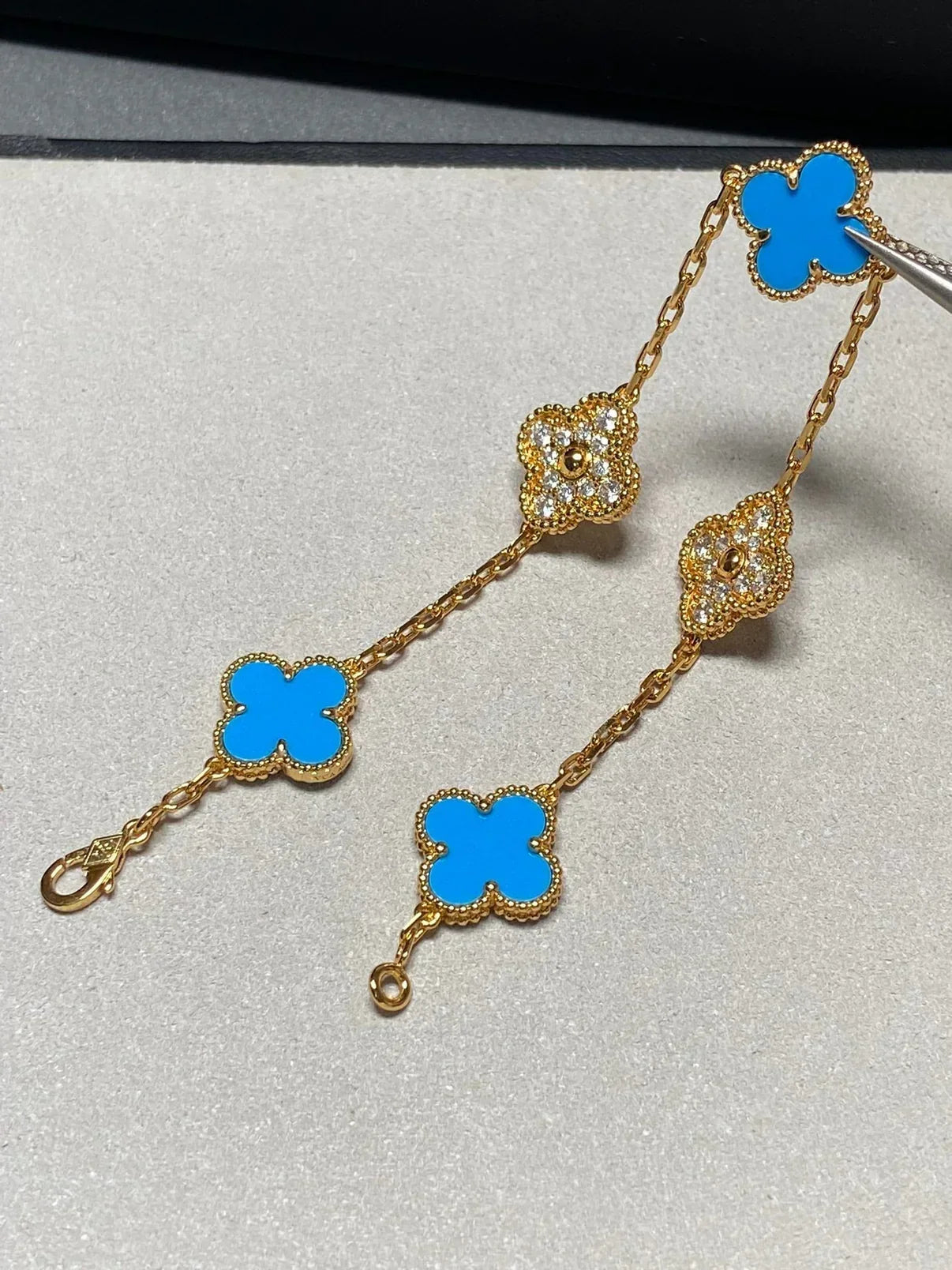 [Lume Jewels]New CLOVER 5 MOTIF BLUE AGATE BRACELET COLLECTION
