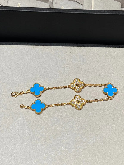 [Lume Jewels]New CLOVER 5 MOTIF BLUE AGATE BRACELET COLLECTION