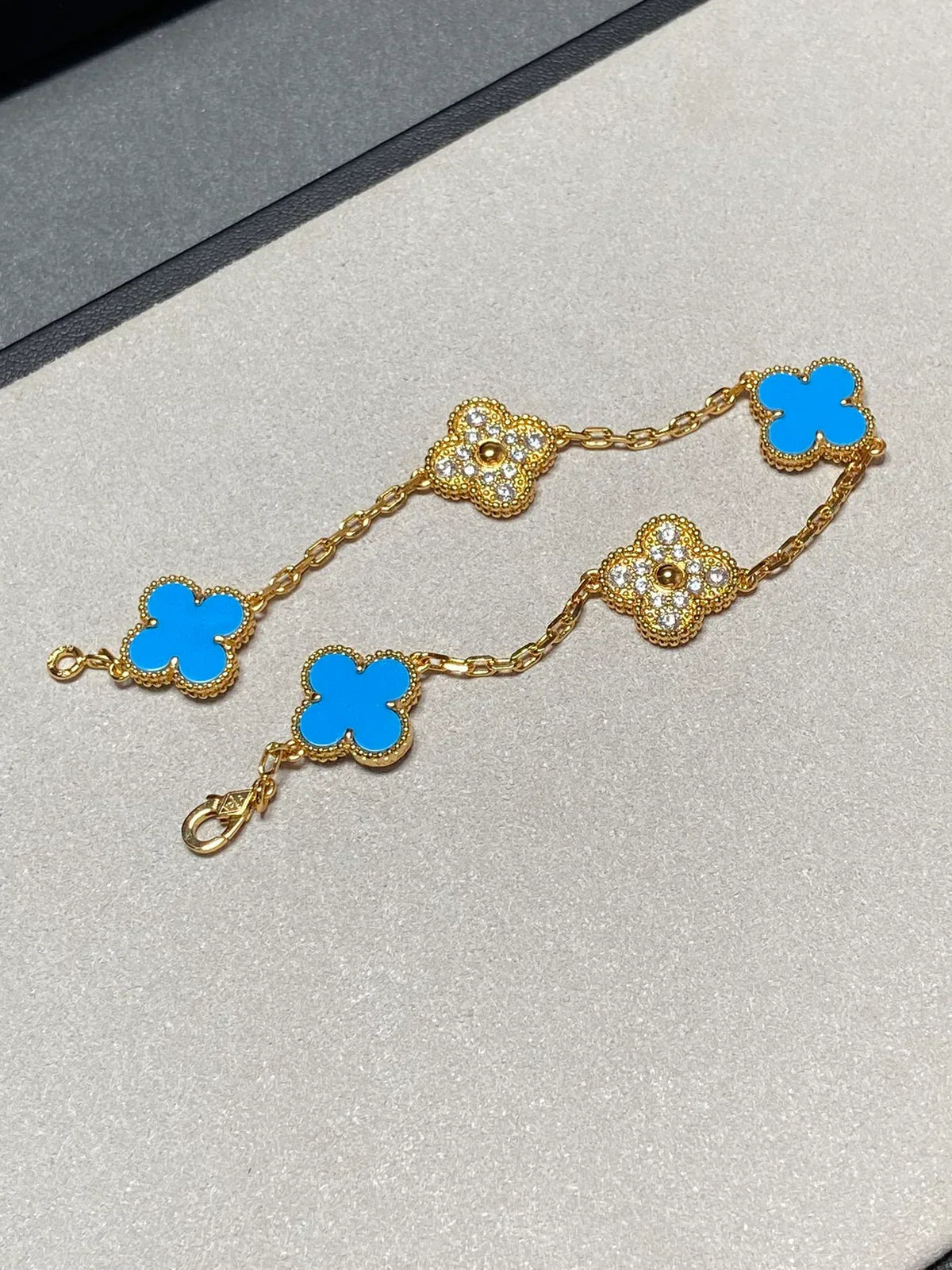 [Lume Jewels]New CLOVER 5 MOTIF BLUE AGATE BRACELET COLLECTION