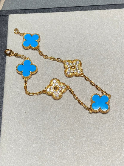 [Lume Jewels]New CLOVER 5 MOTIF BLUE AGATE BRACELET COLLECTION