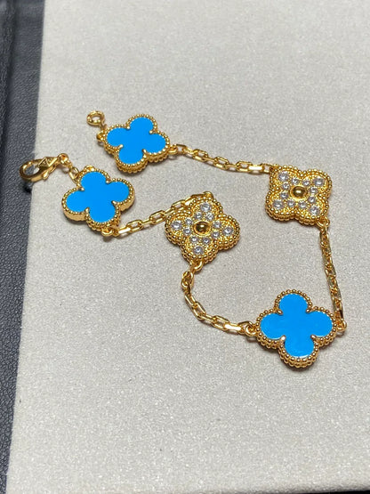 [Lume Jewels]New CLOVER 5 MOTIF BLUE AGATE BRACELET COLLECTION