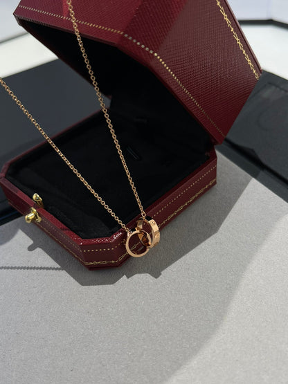¡®Lume Jewels¡¯LOVE NECKLACE DOUBLE RING PINK GOLD