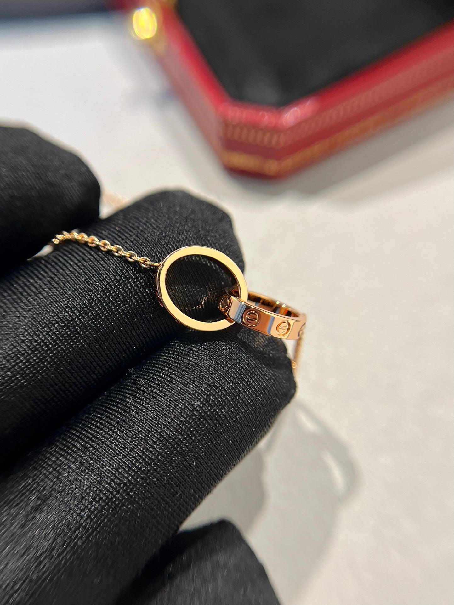 ¡®Lume Jewels¡¯LOVE NECKLACE DOUBLE RING PINK GOLD