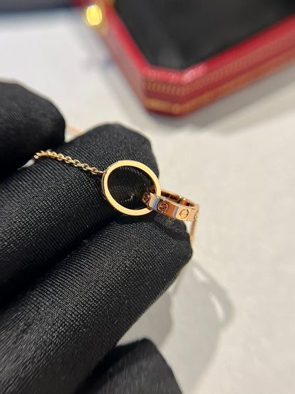 ¡®Lume Jewels¡¯LOVE NECKLACE DOUBLE RING PINK GOLD
