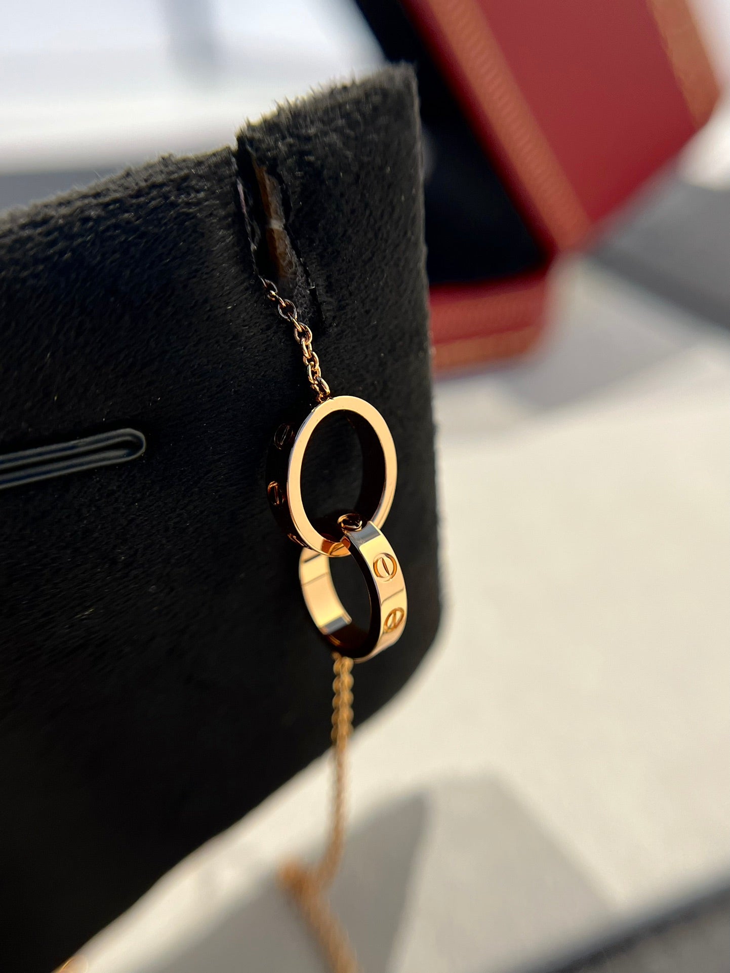 ¡®Lume Jewels¡¯LOVE NECKLACE DOUBLE RING PINK GOLD