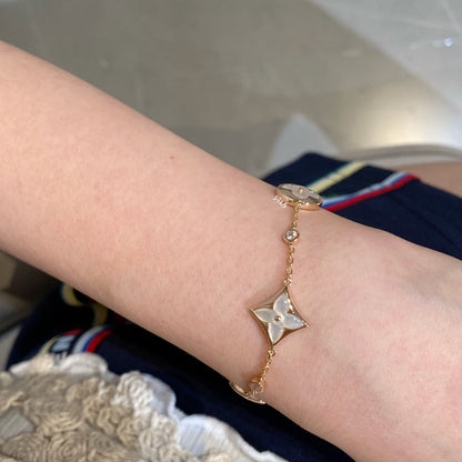 ¡®Lume Jewels¡¯STAR AND SUN 4 MOTIF WHITE MOP PINK GOLD BRACELET