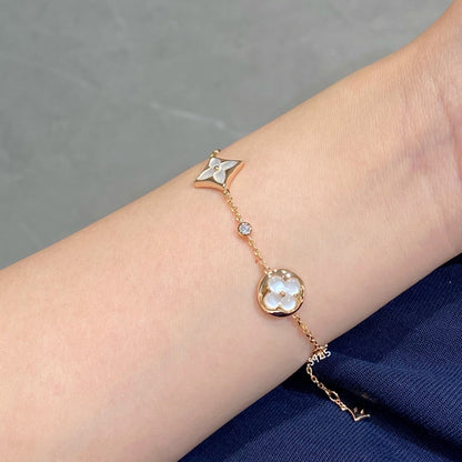 ¡®Lume Jewels¡¯STAR AND SUN 4 MOTIF WHITE MOP PINK GOLD BRACELET
