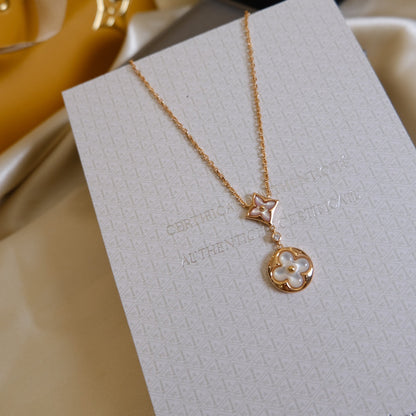 ¡®Lume Jewels¡¯STAR AND SUN WHITE MOP 2 MOTIF PINK GOLD NECKLACE