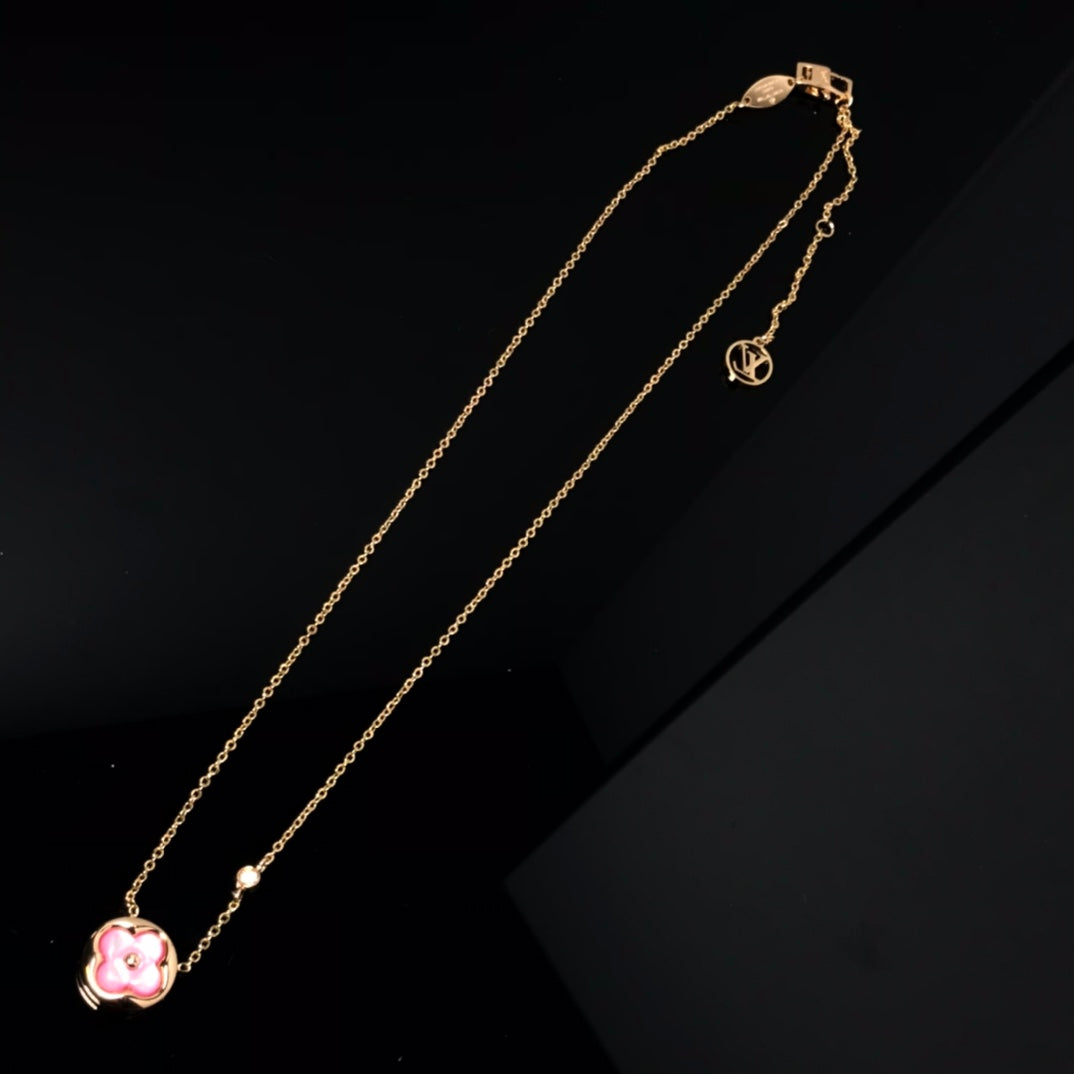 ¡®Lume Jewels¡¯COLOR BLOSSOM PINK MOP SUN GOLD NECKLACE