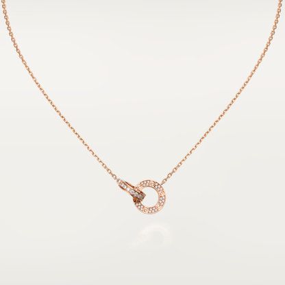 ¡®Lume Jewels¡¯LOVE 7.6MM NECKLACE ROSE GOLD AND SILVER  FULL DIAMOND