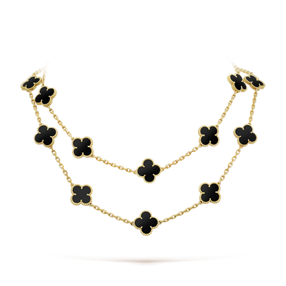 ¡®Lume Jewels¡¯CLOVER 20 MOTIFS ONYX NECKLACE
