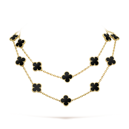 ¡®Lume Jewels¡¯CLOVER 20 MOTIFS ONYX NECKLACE