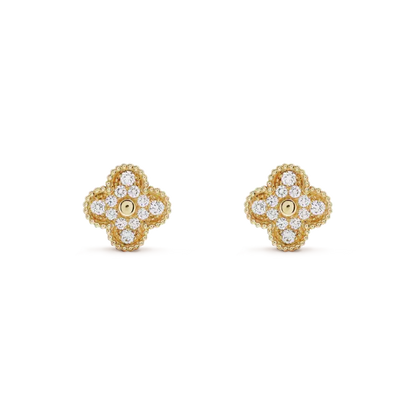 ¡®Lume Jewels¡¯CLOVER MEDIUM 1 MOTIFS FUll DIAMOND EARRINGS