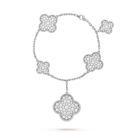 ¡®Lume Jewels¡¯CLOVER 6 MOTIFS SILVER DIAMOND BRACELET