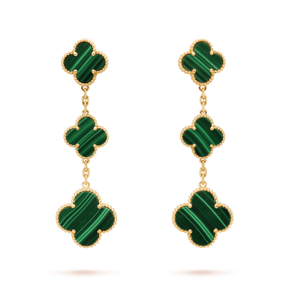 ¡®Lume Jewels¡¯CLOVER MALACHITE 3 MOTIFS GOLD
