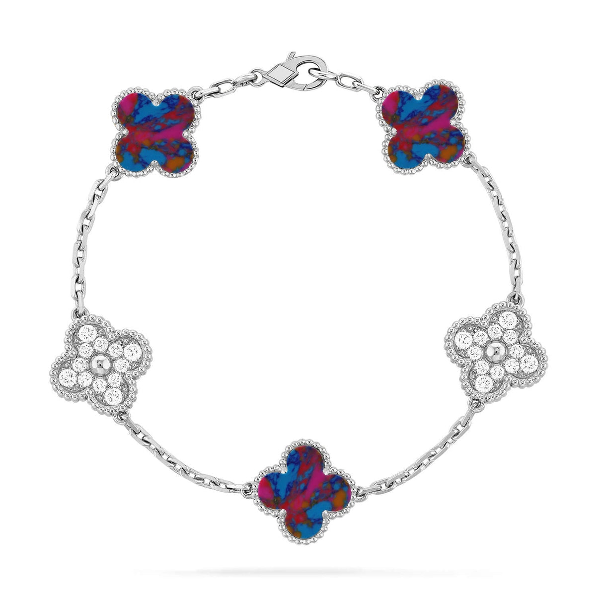 [Lume Jewels]New CLOVER 5 MOTIF COLOR GEMSTONES BRACELET COLLECTION