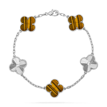 [Lume Jewels]New  CLOVER 5 MOTIFS TIGER EYE BRACELET COLLECTION