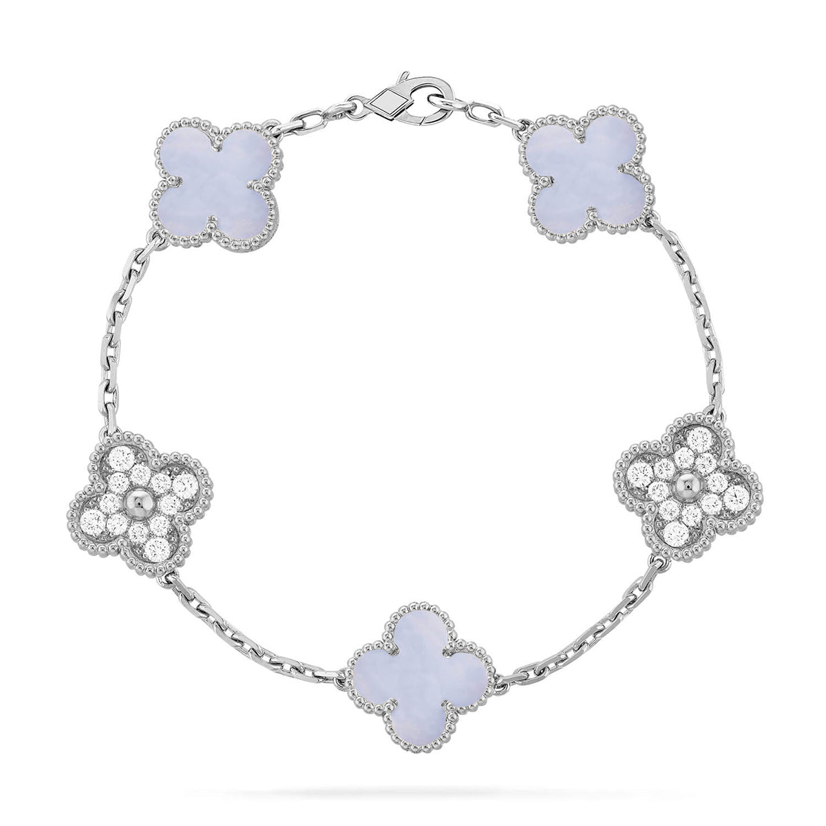 [Lume Jewels]New  CLOVER 5 MOTIF PURPLE CHALCEDONY BRACELET COLLECTION