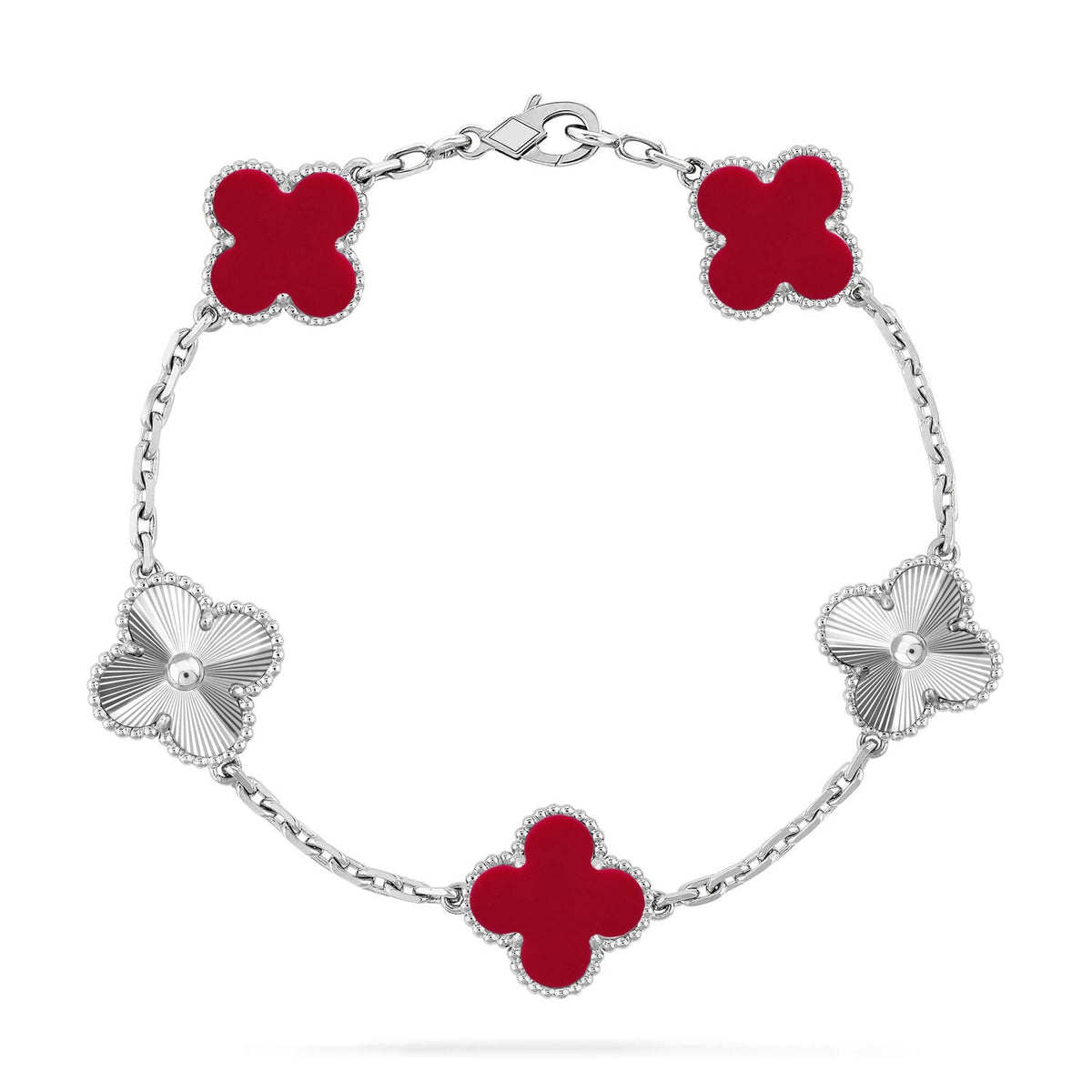 [Lume Jewels]New  CLOVER 5 MOTIF RED CORNELIAN BRACELET COLLECTION